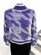 Load image into Gallery viewer, Marble High Neck Fluffy Dogtooth Jumper