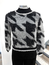 Load image into Gallery viewer, Marble High Neck Fluffy Dogtooth Jumper