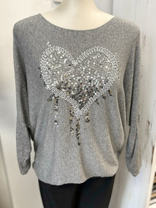 Sequin Heart Lightweight Knitted Top