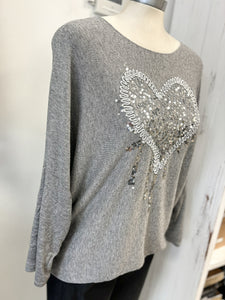 Sequin Heart Lightweight Knitted Top