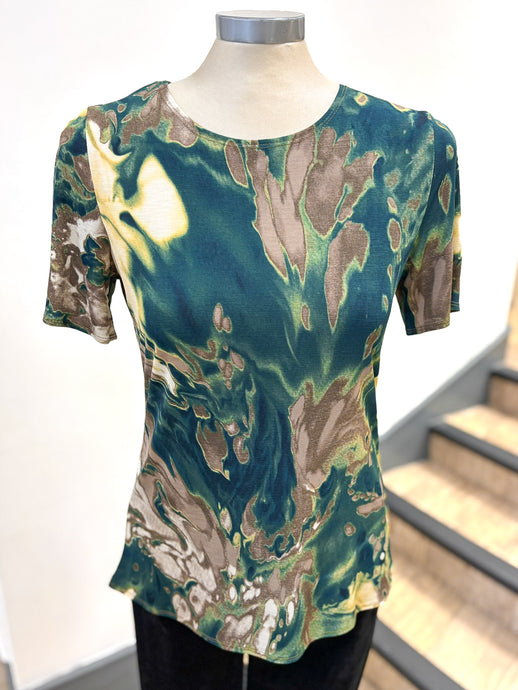 Saloos Green Abstract Print T-Shirt